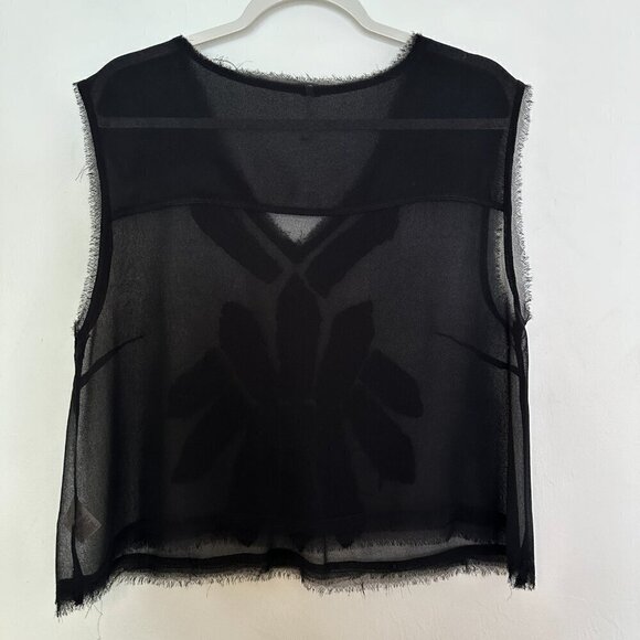 Free People Black Sheer Sleeveless Top Size L - Picture 4 of 6